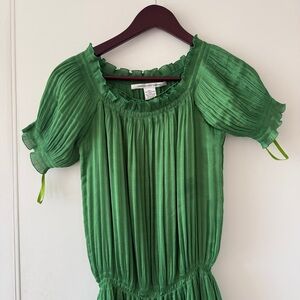 Green Pleated Dress